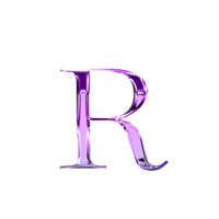 r lila metallisk lyx krom alfabet font png
