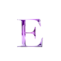 e Purper metalen luxe chroom alfabet doopvont png