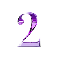 Two purple metallic luxury chrome alphabet number font png