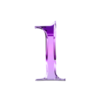 uno viola metallico lusso cromo alfabeto numero font png