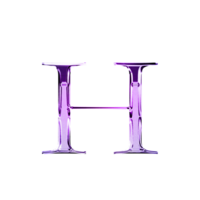 h violet métallique luxe chrome alphabet Police de caractère png