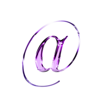 At sign purple metallic luxury chrome alphabet font png