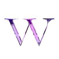 w Purper metalen luxe chroom alfabet doopvont png