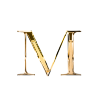 M gold metallic luxury chrome alphabet font png