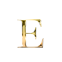 E gold metallic luxury chrome alphabet font png