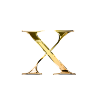 X oro metallico lusso cromo alfabeto font png