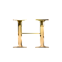 H gold metallic luxury chrome alphabet font png