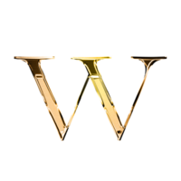 W gold metallic luxury chrome alphabet font png