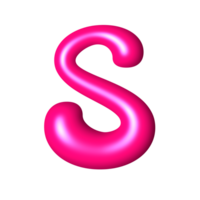 S liquid pink 3D alphabet y2k style png