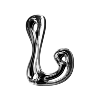 L alphabet with y2k liquid metallic chrome effect png