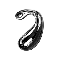 Seven number alphabet with y2k liquid metallic chrome effect png