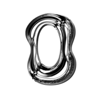 O alphabet with y2k liquid metallic chrome effect png