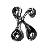 K alphabet with y2k liquid metallic chrome effect png