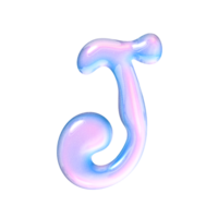 j Alphabet mit y2k Flüssigkeit Pastell- Hologramm Chrom bewirken png