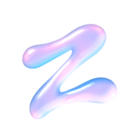 Z alphabet with y2k liquid pastel hologram chrome effect png