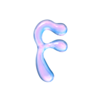 F alphabet avec y2k liquide pastel hologramme chrome effet png