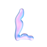 L alphabet with y2k liquid pastel hologram chrome effect png