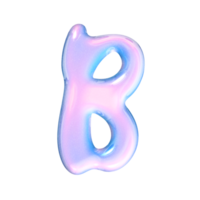 B alphabet with y2k liquid pastel hologram chrome effect png