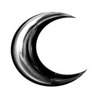 Moon Y2K element with chrome metallic 3d effect png