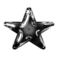 Star Y2K element with chrome metallic 3d effect png