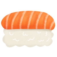 Drawing of salmon sushi isolated on transparent background for usage as an illustration, food and eating concept png