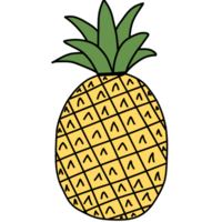Drawing of pineapple isolated on transparent background for usage as an illustration, food, fruits and eating concept png