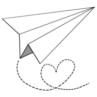 Drawing of paper plane flying isolated on transparent background for usage as an illustration concept png