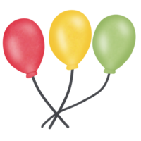 Drawing of colorful of balloon isolated on transparent background for usage as an illustration and a decorative element png