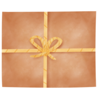 Drawing of brown parcel box with string isolated on transparent background for usage as an illustration and a decorative element png