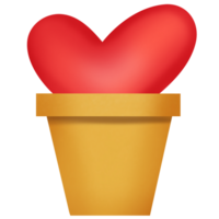 Zeichnung von rot Herz im Blume Topf isoliert auf transparent Hintergrund zum Verwendungszweck wie ein Illustration, Liebe und Valentinstag Tag Konzept png