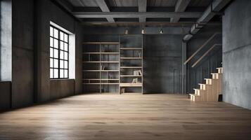 Loft room mock up design. . photo