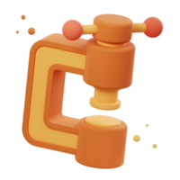 3D Illustration render of Clamp Tool icon designs. Perfect for woodworking, construction, DIY, and crafting-themed projects to enhance your designs. png