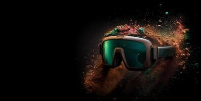 Metaverse, future digital technology for entertainment and games, VR virtual reality glasses, free space for text. . photo