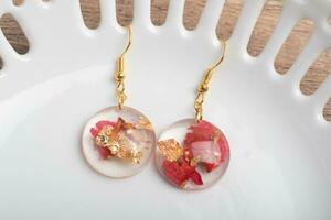 Handmade resin earrings, jewelry for women. photo