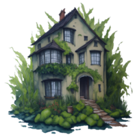 Ai Generated, Watercolor House, Watercolor home, Nature House png