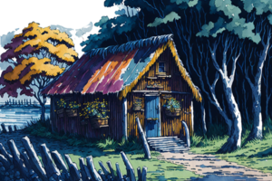 Ai Generated, Watercolor House, Watercolor hut, Watercolor png