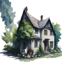 Ai Generated, Watercolor House, Watercolor hut, Watercolor png