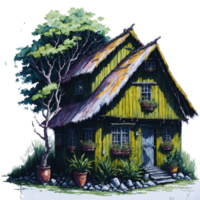 Ai Generated, Watercolor House, Watercolor hut, Watercolor png