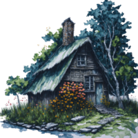 Ai Generated, Watercolor House, Watercolor hut, Watercolor png