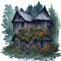 Ai Generated, Watercolor House, Watercolor hut, Watercolor png