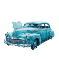 Ai Generated, Watercolor car, Watercolor , Car, Watercolor hand-drawn old-fashioned red car png