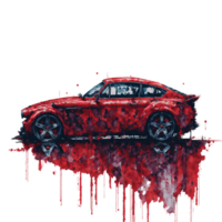 ai généré, aquarelle voiture, aquarelle , voiture, aquarelle dessiné à la main démodé rouge voiture png