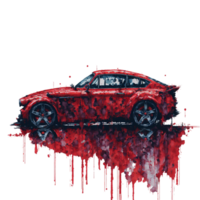 Ai Generated, Watercolor car, Watercolor , Car, Watercolor hand-drawn old-fashioned red car png