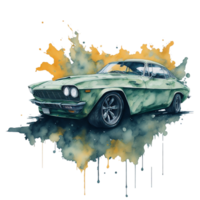 Ai Generated, Watercolor car, Watercolor , Car, Watercolor hand-drawn old-fashioned red car png