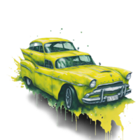 Ai Generated, Watercolor car, Watercolor , Car, Watercolor hand-drawn old-fashioned red car png