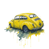 Ai Generated, Watercolor car, Watercolor , Car, Watercolor hand-drawn old-fashioned red car png