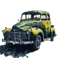 Ai Generated, Watercolor car, Watercolor , Car, Watercolor hand-drawn old-fashioned red car png