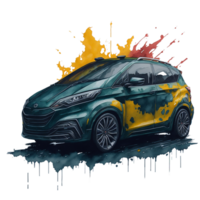 ai généré, aquarelle voiture, aquarelle , voiture, aquarelle dessiné à la main démodé rouge voiture png