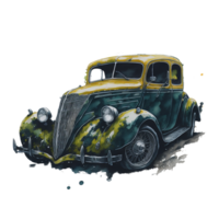 Ai Generated, Watercolor car, Watercolor , Car, Watercolor hand-drawn old-fashioned red car png