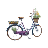 ai generiert, Aquarell Fahrrad, Aquarell, Fahrrad mit Blume png